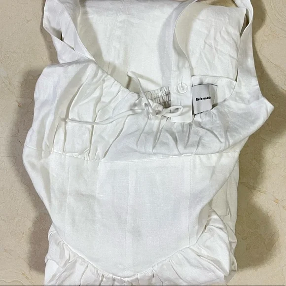 Reformation Balia Linen Dress - White - Picture 5 of 6